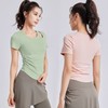 Women's Slimming Yoga Tee with Shoulder Cutouts and Shirring Relaxed Pastel Green/XL 2ea