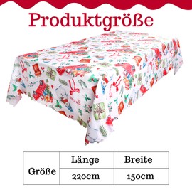 JOFONY Christmas Tablecloth, Snowflake Tablecloth, White Christmas Tablecloth, Rectangle Party Tablecloth for Christmas Dining, Dining Tables, Picnics, Indoor, Outdoor, 150 x 220 cm