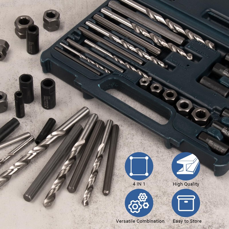 MABLEVI 25-Piece Broken Bolt Extractor, Easy Out Drill Bit Guides