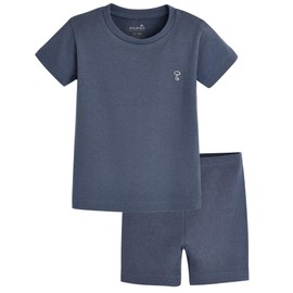 moimoln Solid Soft Cotton Modal Baby Toddler Boys Girls Snug fit Pjs Pajama short Sleepwear Navy 8