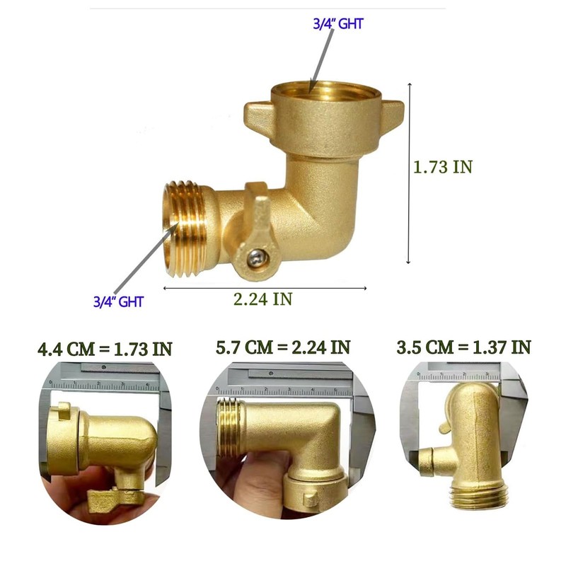 SICILAMIU 90 Degree Garden Hose Elbow with Shut Off Valves,