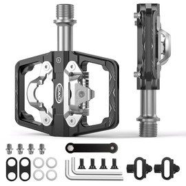 CXWXC - Pedales de bicicleta de montaña compatibles con tacos Shimano SPD, pedal de doble cara y clip, plataforma de bicicleta de 9/16 pulgadas y pedales sin clip para carretera, MTB y bicicletas
