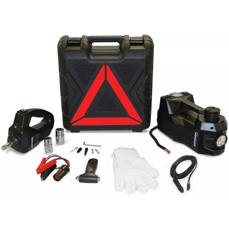 Hyperion Lift-Assist 12V Portable Hydraulic Jack, Inflator, Wrench Kit