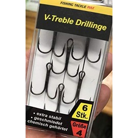 FTM Seika Pro Treble Hooks V-Treble Treble Hooks for Spinning Fishing for Pike, Zander & Perch, Fishing Hooks, Predator Hooks, Size/Package Contents: Size 4/6 Pieces