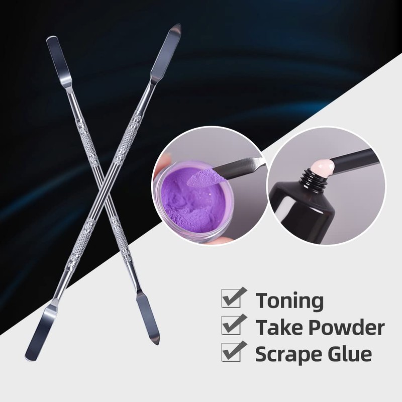 Rolabling Stainless Steel Makeup Spatula Double Sided Cosmetic Stirring Rod