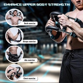 Twister Arm Exerciser, Chest Workout Equipment, Portable Power Twister Bar, Adjustable Spring Workout Bar for Enhancing Upper Body Muscle, 30-120lbs