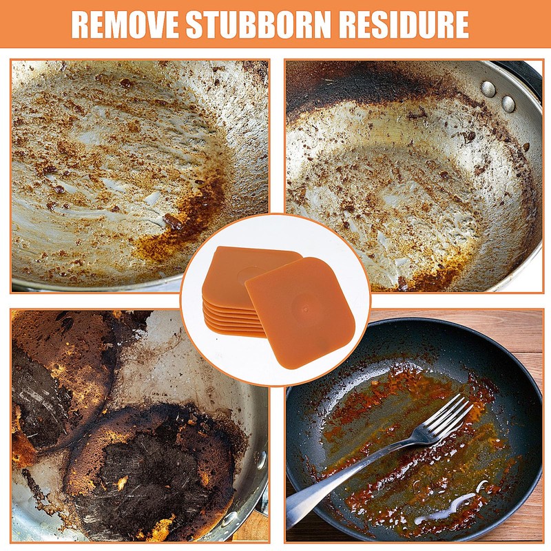 9 Pieces Scraper, Plastic Kitchen Scraper, Flexible Dough Scraper, Orange