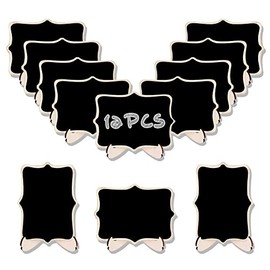 Small Chalkboards Signs with Easel Stand, Rectangle Mini Blackboard to Write On, Chalkboard Place Cards for Party, Food, Table, Wedding Signs, Message Board (12 Pack)