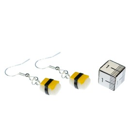 Miniblings Sushi Earrings Pendant Nigiri Fish Food Japanese Kitchen Yellow - Handmade Fashion Jewellery I Earrings Silver Plated, Metal