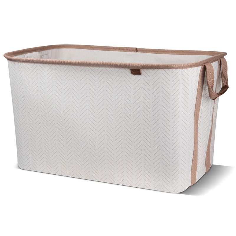 CleverMade Collapsible Laundry Basket Hamper - LUXE Cream Herringbone 2Pack
