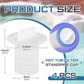 VIHOSE 4 Pcs 3-1/2 Inch Hot Tub Filter Standpipe Caps Replacement Hot Tub Filter Stand Pipe Cap Hot Tub Parts for Hot Tub Filter Standpipe in White