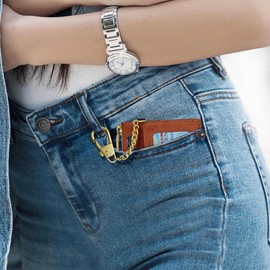 SEAVILIA Card Holder Keychain Wallet for Women with ID Window RFID Coin Purse Bee Gifts Slim Minimalist Small Wallet