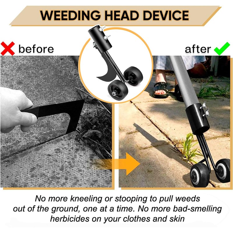 Miyobing Crevice Weeding Tools with Wheels, Hook Weed Remover Tool,