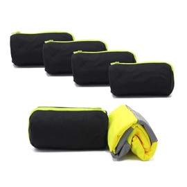 Generisch Pack of 5 Car Safety Vests Yellow Rolled in Black Zip Bag EN ISO 20471 One Size for Adults Washable Motorcycle