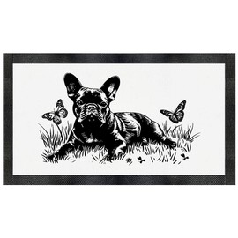 'French Bulldog with Butterflies' Pet Feeding Mat (PM00028592)