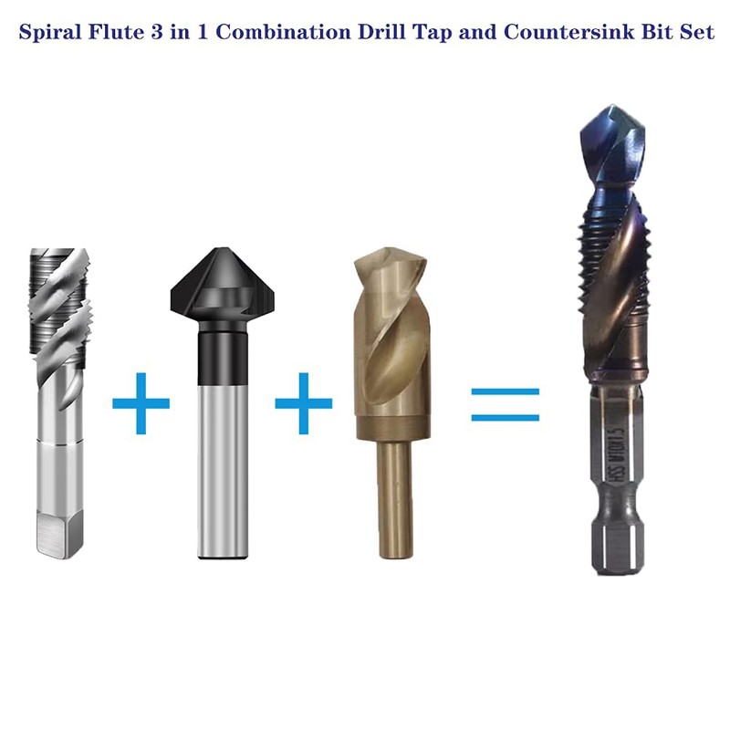6-Piece Combination Drill Bit Set, HSS Bit Set, 3-in-1 Drill