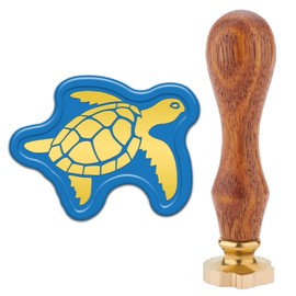 CRASPIRE Turtle Wax Seal Stamp Ocean Seal Stamps Summer Holiday Sea Beach Vintage Removable Golden Brass Sealing Head with Wooden Handle for DIY Scrapbooking Craft Party Invitations Cards Envelopes