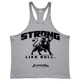 Ironville Strong Like Bull Bodybuilding Stringer Tank Top (US, Alpha, XX-Large, Regular, Regular, Sport Gray)