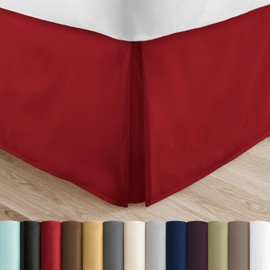 Linen Market Simply Soft Premium Falda de Cama Plisada, holanes para Polvo, Contemporáneo, Burgundy, Individual, 1, 1