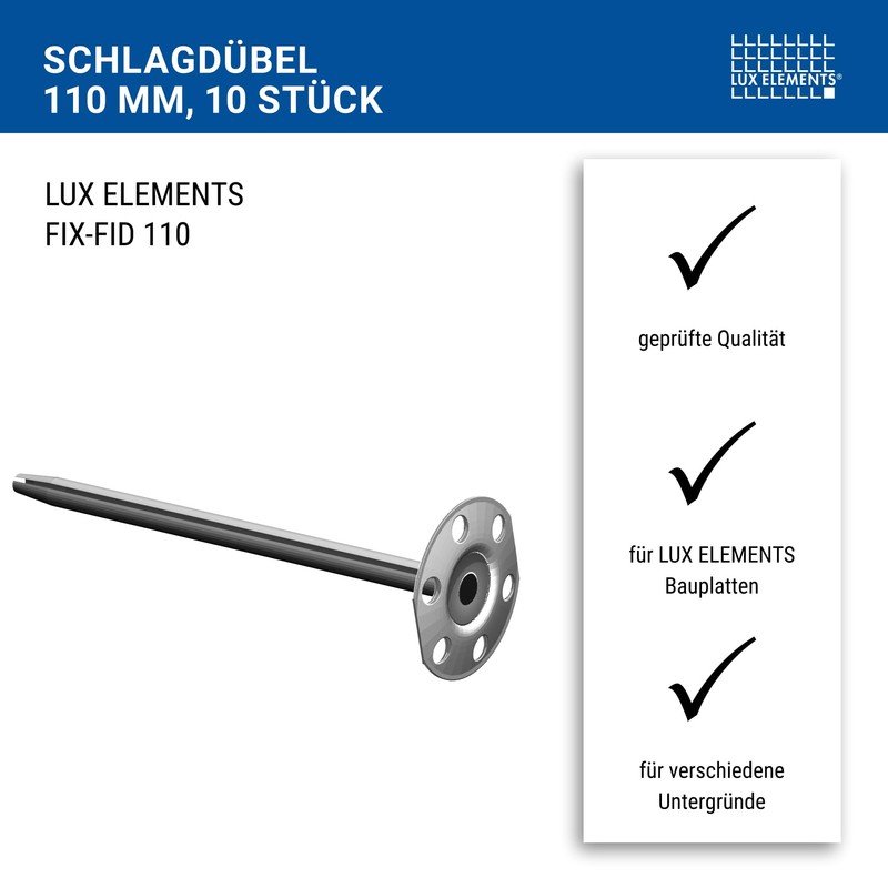LUX ELEMENTS FIX-FID Impact Dowels 11 cm Pack of 10