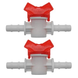 HLGHLG Premium 2-Pack 3/8-Inch ID Barbed Ball Valve In-Line Shut-Off Switch for Drip Irrigation, Aquariums & Water Systems White (3/8")