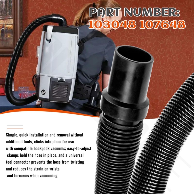 103048 107648 Backpack Vacuum Hose (1-1/2-inch Cuffs) Compatible with Pro-Team