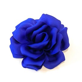 Large Rose Fascinator Corsage Hair Clip and Brooch Pin, Satin Flower, Multi-Colour Options (Royal Blue)