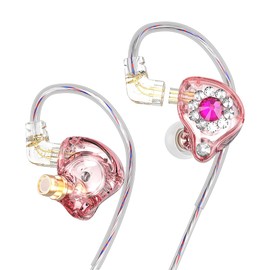 Piluyaa Wired Gaming Headphones IEM Earphones with 1DD，AK6 Spark Detachable in Ear Monitor, HiFi Earbuds, Bass Sound with 11mm Dynamic Driver for Video Music Gaming Pink MIC