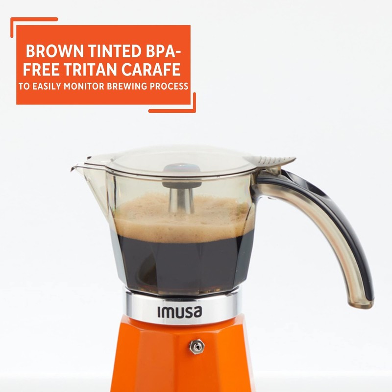 Imusa 6 or 3cup Electric Espresso Maker, Orange