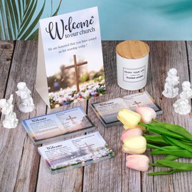 YHNTGB 151Pcs Church Visitor Cards Set Welcome Prayer Request Cardstock with Tent Sign for Greeting Religious Occasions