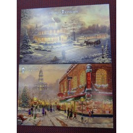 Thomas Kinkade Postcards Victorian Christmas Sunset, Christmas Wish (2) cards