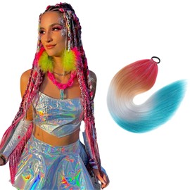 Ombré-Flechthaar, Pferdeschwanz-Verlängerung, gemischtes Lametta, 66 cm, DIY-Jumbo-Zöpfe, Haarteil, Meerjungfrauen-Pferdeschwanz, Feenhaar für Frauen und Mädchen, 100 g