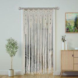 Transcosy Macrame Curtain Boho Doorway Curtains,Handmade String Backdrop Panel Hippie Door Hanging Wedding Decor Arch Curtain Room Divider Bohemian Wall Cover Window Bedroom Doors (Arch)