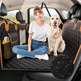 Chioratree Back Seat Extender for Dogs - Hard Bottom,Waterproof Dog Car Seat Cover for Back Seat Holds 450 lbs - Detachable, Scratch-Proof and Anti-Slip Dog Hammock for Cars, SUVs and Trucks,Black