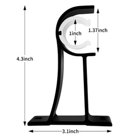 Curtain Rod Bracket, Heavy Duty Curtain Rod Holders Single Decorative Rod Hooks Hanger Fit for 1 to 1.2 Inch Drapes Rod, Black(Set of 4)