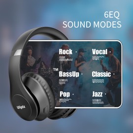 Uliptz Uliptz Wireless Bluetooth Headphones, 65H Playtime, 6 EQ Sound Modes, HiFi Stereo Over Ear Headphones with Microphone, Foldable Lightweight Bluetooth 5.3 Headphones for Travel/Office/Cellphone/PC