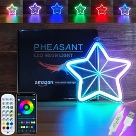 Pentastar Dimmable Neon Light Signs, Neon Lights with APP & Remote Control,Night Light Wall Light Atmosphere Light, Perfect for Party Bar Decor Gaming Desk Kids' Room Bedroom