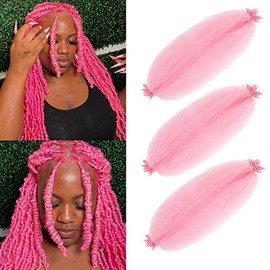 Marley Twist Braiding Hair 12 Inch Pre-separated Springy Afro Twist Hair 3 Packs Marley Hair for Faux Locs Afro Spring Twist Hair Extensions (12 Inch (Pack of 3), Pink#)