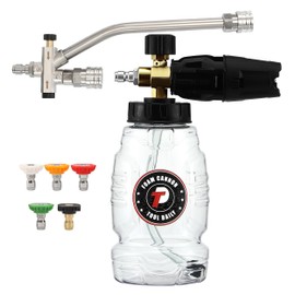 Tool Daily Pressure Washer Foam Cannon with Dual Connector Accessory, Double Tip Attachment for Soap Cannon, 5 Power Washer Nozzle Tips, 1/4” Quick Connect