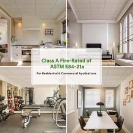 Fasarxiu 2ft x 4ft Printed Pro Ceiling Tiles Waterproof, Washable and Fire-Rated- High-Grade PVC Ceiling Tiles 24"x48" - Easy Drop-in Installation - Case of 10 (80 sq. ft.)