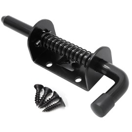 Litensh 5 Inch Spring Loaded Latch Pin, 304 Stainless Steel Sliding Barrel Bolt Door Lock for Barn Garage Shed Cabinet Trailer Hardware Latch Black 128MM