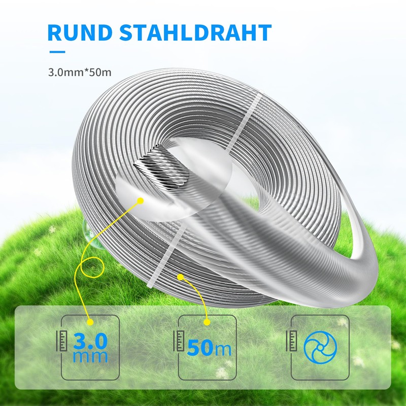 Forever Speed Grass Trimmer Line 3mm*50m Round Steel Wire Universal