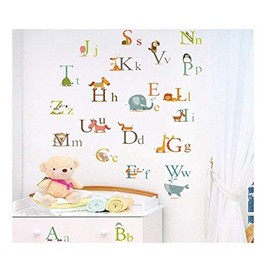 Alphabet Letters Wall Stickers A to Z Animals Decor Decal Large for Baby Boys Girls Bedroom Or Childrens Playroom, Kids Stickarounds Transparent Removable Repositionable