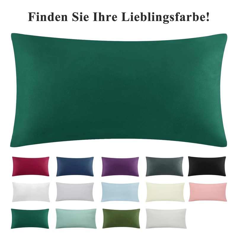 Aisbo Pillowcase, 40 x 80 cm, Set of 2, Green,