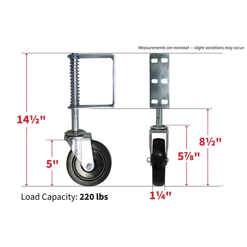 Shepherd Hardware 8735 Hard Rubber Spring Gate Caster with Universal