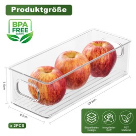 WHOISMIP 2er Pack Kühlschrank Organizer Aufbewahrung Boxen Set, Fridge Organizer Schublade Ordnungssystem Stapelbar Dosen Box, Kühlschrankbox Aufbewahrungsbox Küche Pantry Storage Behälter (Small)