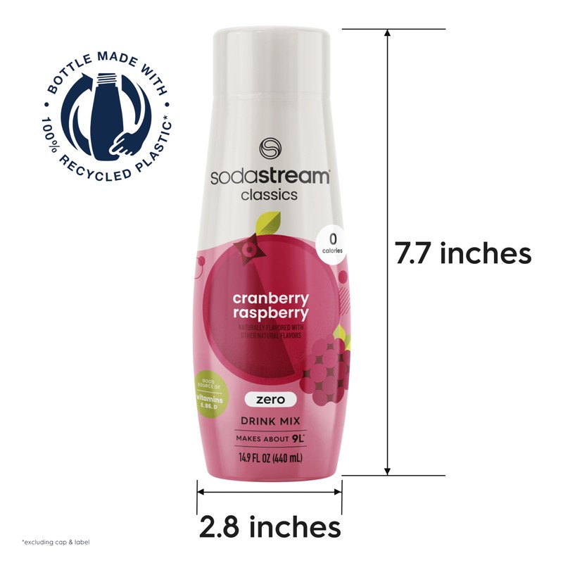 SodaStream Cranberry Raspberry Zero Calorie, 440ml 4-Pack