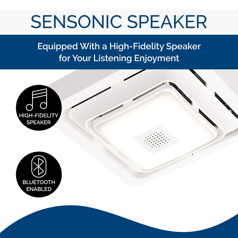 Broan-NuTone SPK80L Bluetooth Speaker Ventilation Fan with LED Light, 80