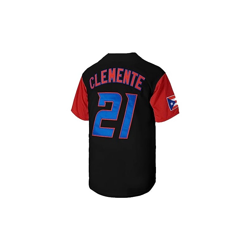 #21 Puerto Rico Classic Mens Baseball Jersey Stitched Black Size