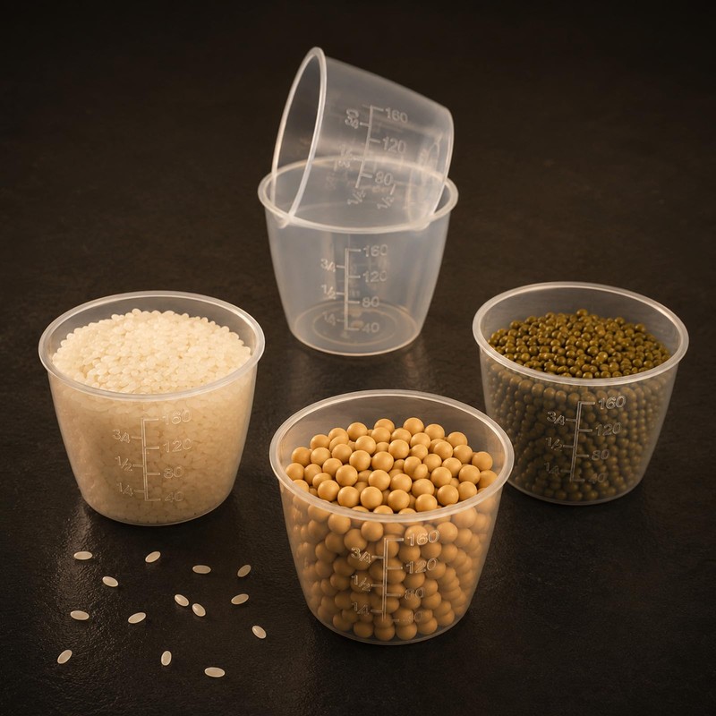 2pcs Plastic Rice Measuring Cup, 160 ml Transparent Clear Measuring